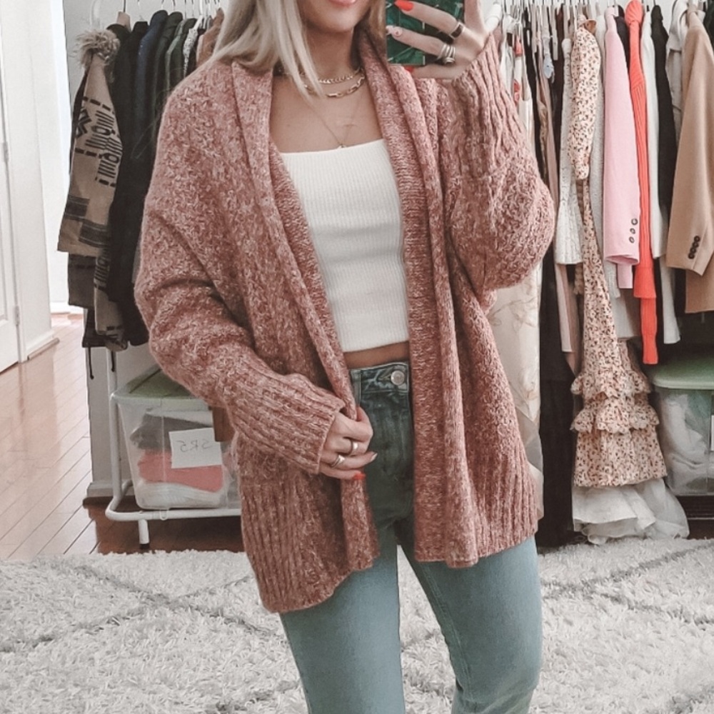 Angel of The North Anthropologie Pink Knit Chauvet Cardigan Womens Small
